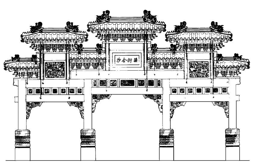 官式石牌樓明清樣式石雕牌坊設(shè)計圖